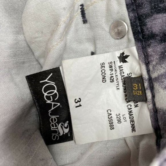 Second Yoga Jeans Women’s 31 Mid Rise Black Camo Print Ankle Jegging Stretch - Picture 6 of 7